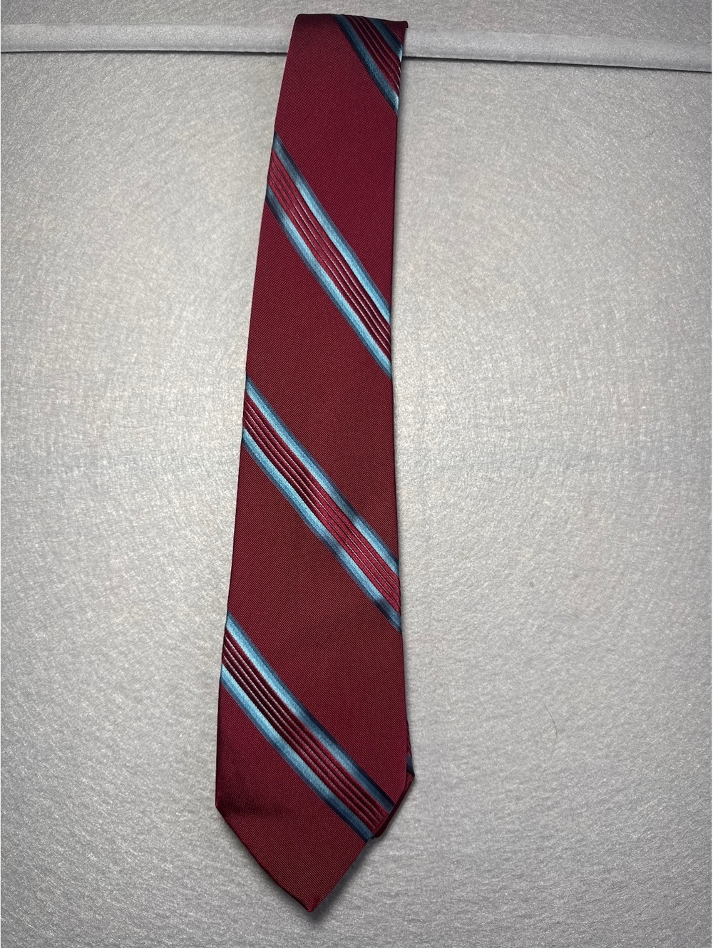 Christian Dior Men's Silk Tie Burgundy with Blue Stripes